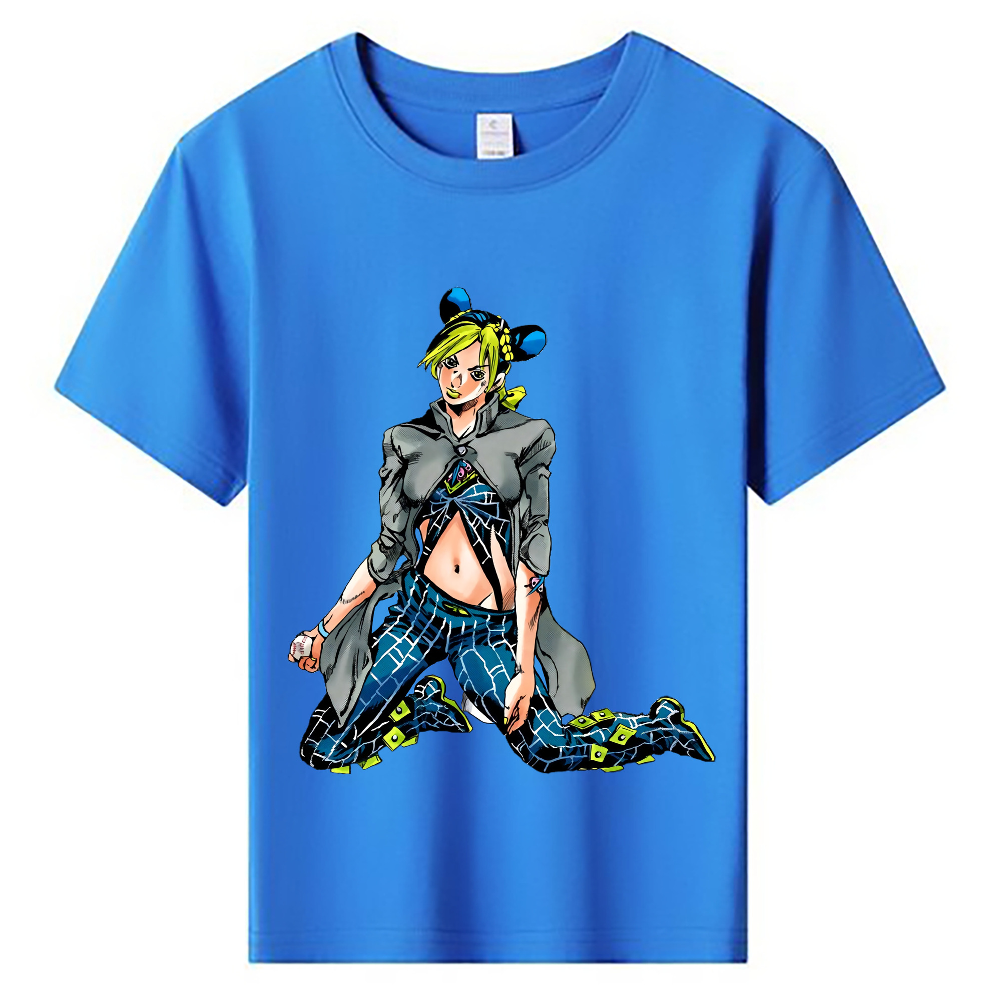 （画像用） "ジョジョの奇妙な冒険 くうじょう ジョリーン JoJo's Bizarre Adventure Jolyne Cujoh " 綿100％キッズTシャツ（フロントプリント）